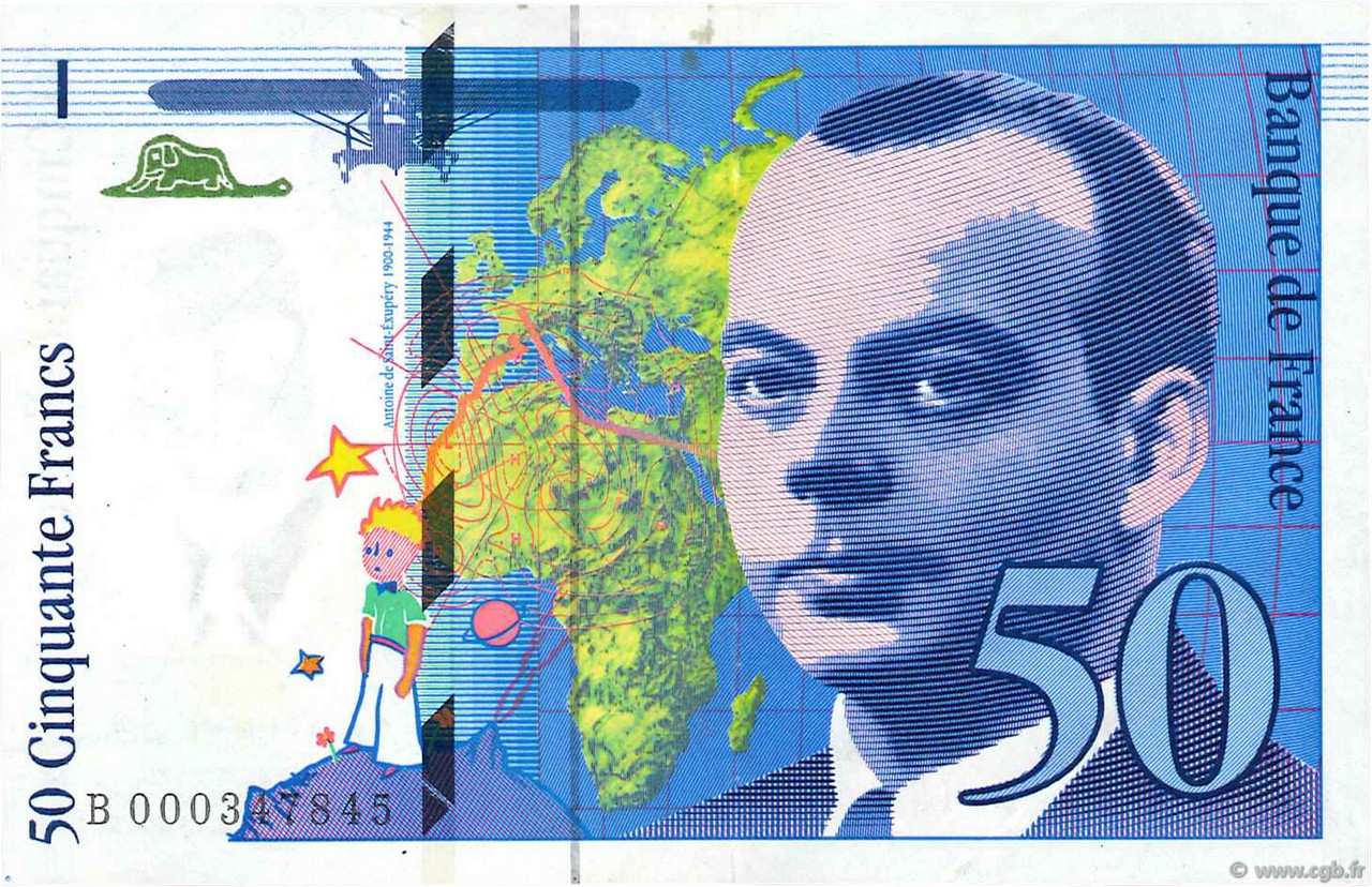 50 Francs SAINT-EXUPÉRY FRANCE  1992 F.72.01aB SUP