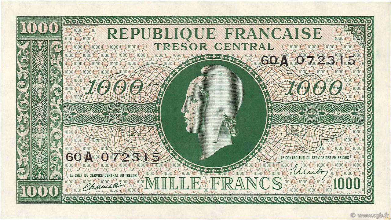 1000 Francs MARIANNE FRANCE  1945 VF.12.01 pr.NEUF
