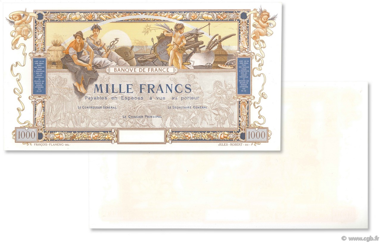 1000 Francs FLAMENG type 1897 FRANCE  1898 NE.1897.01b NEUF