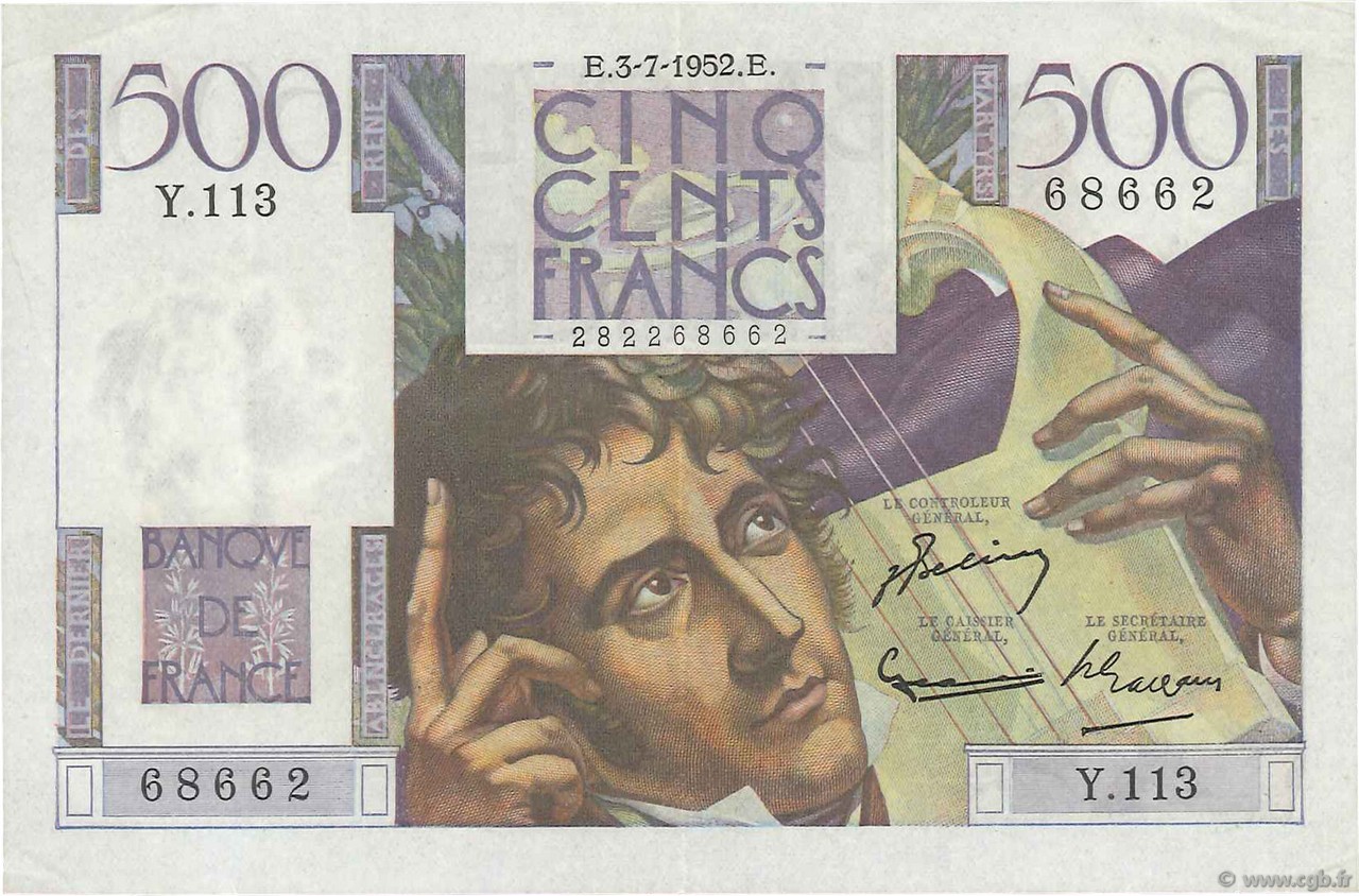 500 Francs CHATEAUBRIAND FRANCE  1952 F.34.09 SUP