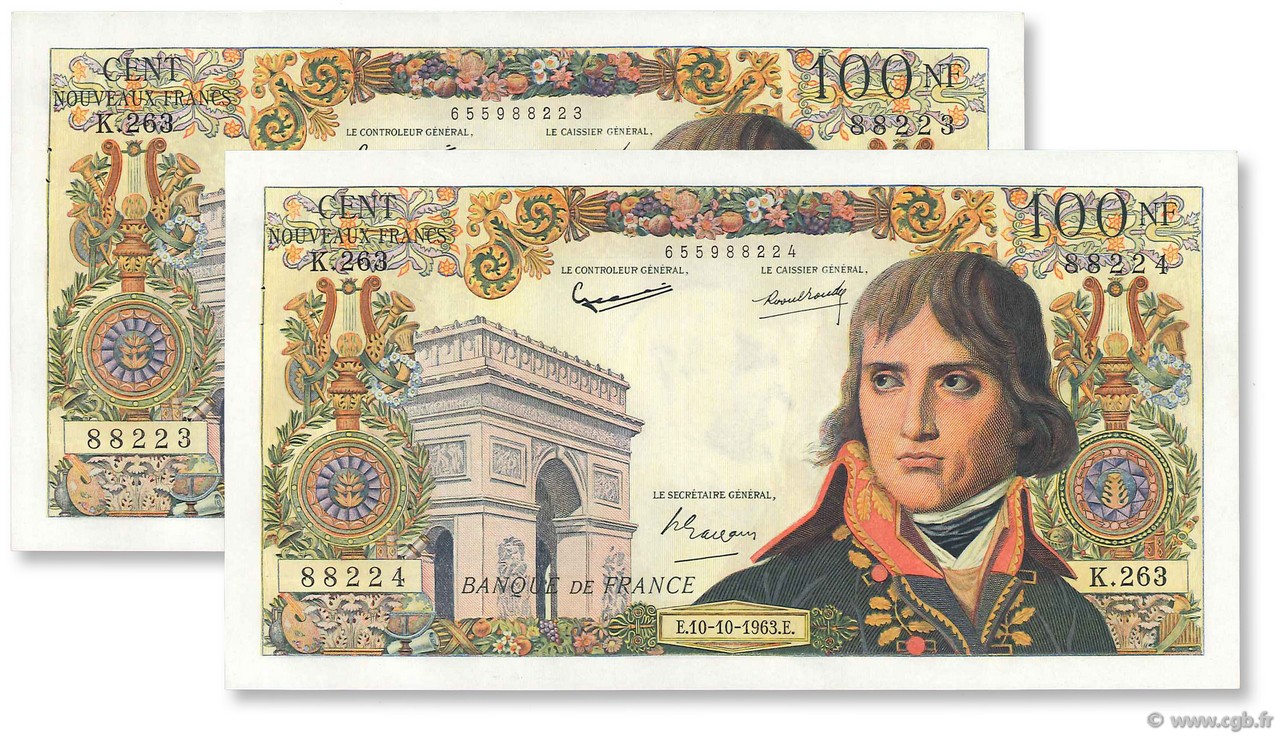 100 Nouveaux Francs BONAPARTE FRANCE  1963 F.59.23 SUP+