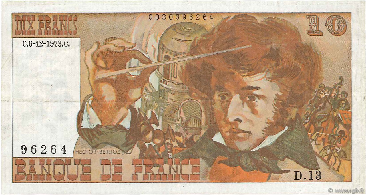 10 Francs BERLIOZ sans signatures FRANCE  1978 F.63bis.01 TTB