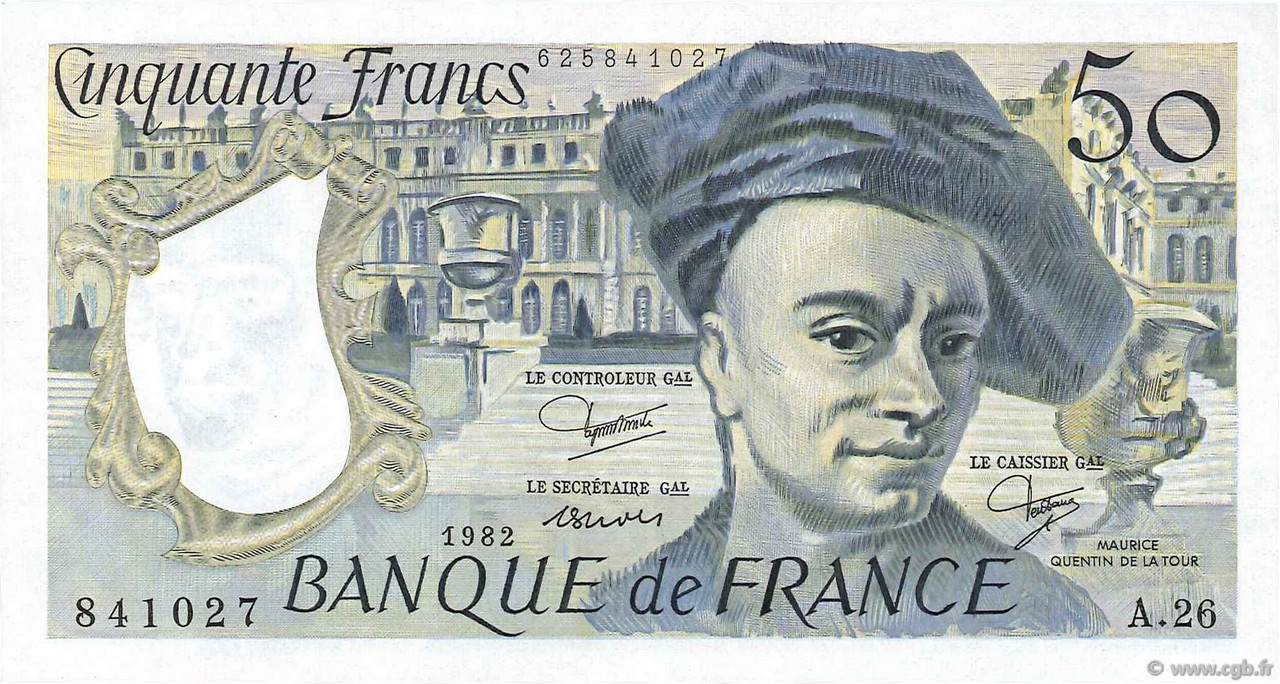 50 Francs QUENTIN DE LA TOUR FRANCE  1982 F.67.08 SPL
