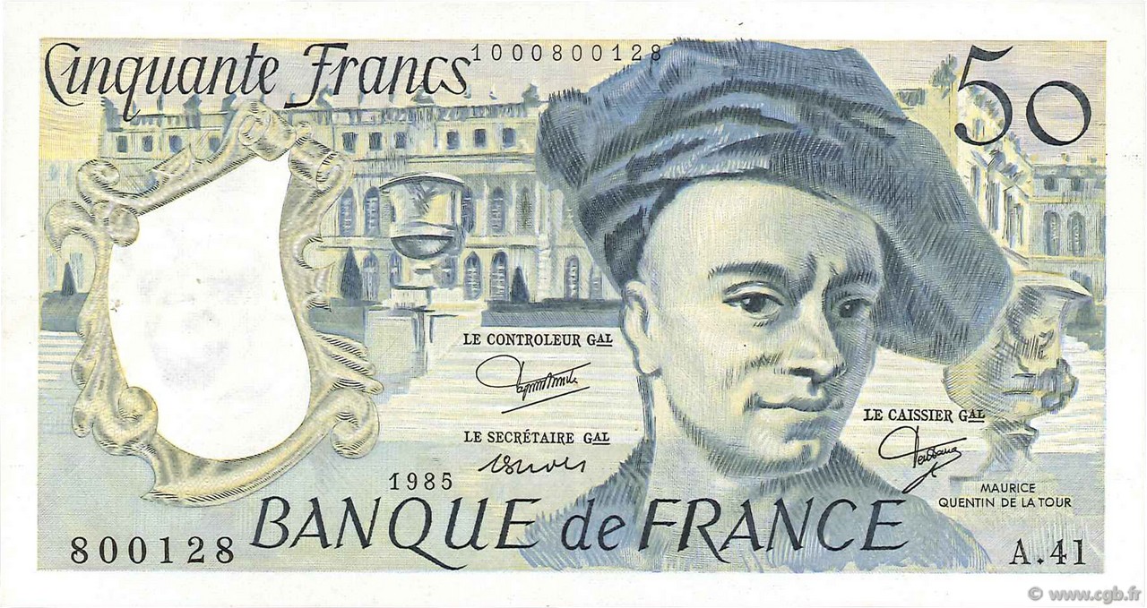 50 Francs QUENTIN DE LA TOUR FRANCE  1985 F.67.11 SUP