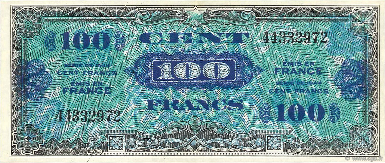 100 Francs DRAPEAU FRANCE  1944 VF.20.01 SPL