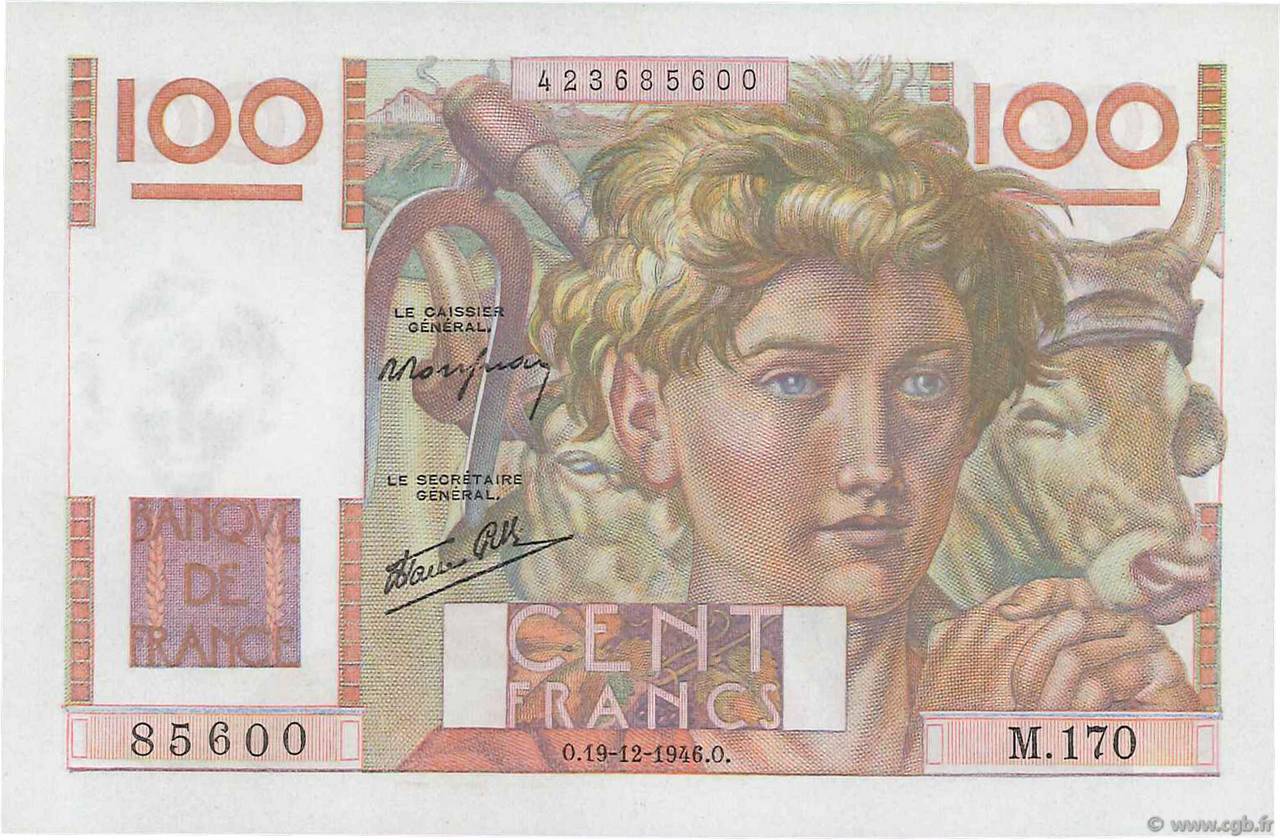 100 Francs JEUNE PAYSAN FRANCE  1946 F.28.12 NEUF