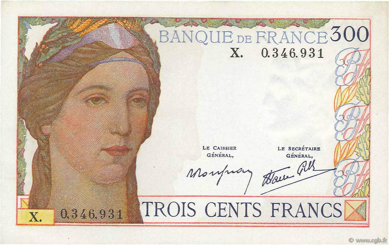 300 Francs FRANCE  1939 F.29.03 SPL