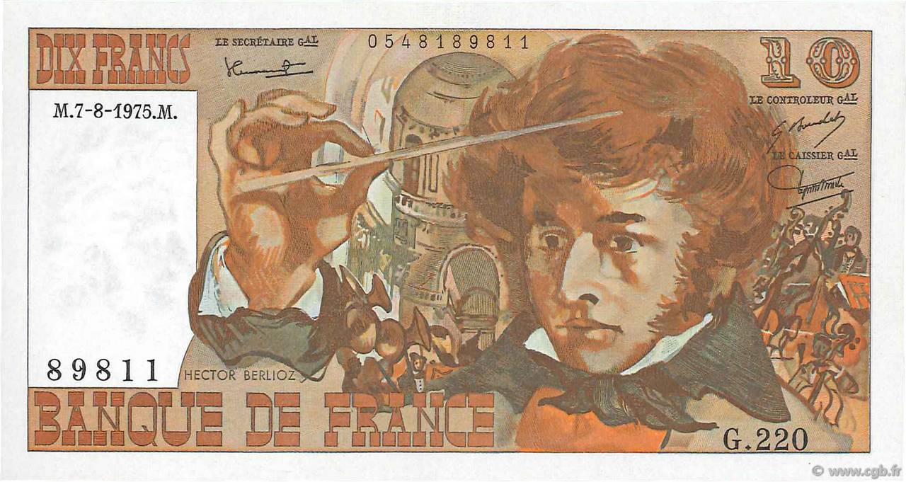 10 Francs BERLIOZ FRANCE  1975 F.63.12 NEUF