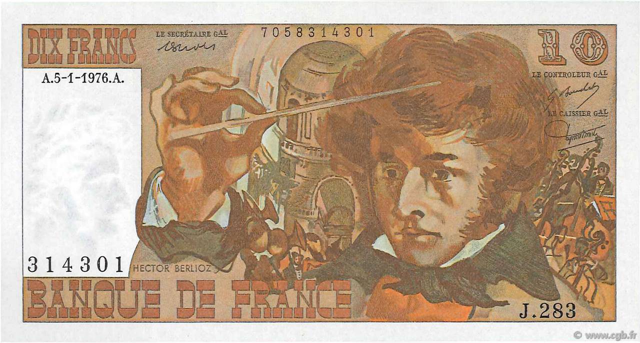 10 Francs BERLIOZ FRANCE  1976 F.63.17-283 pr.NEUF