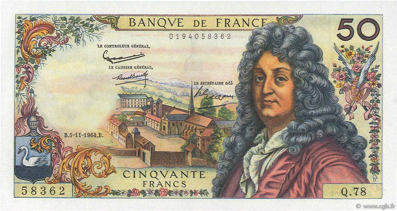 50 Francs RACINE FRANCE  1964 F.64.07 pr.NEUF