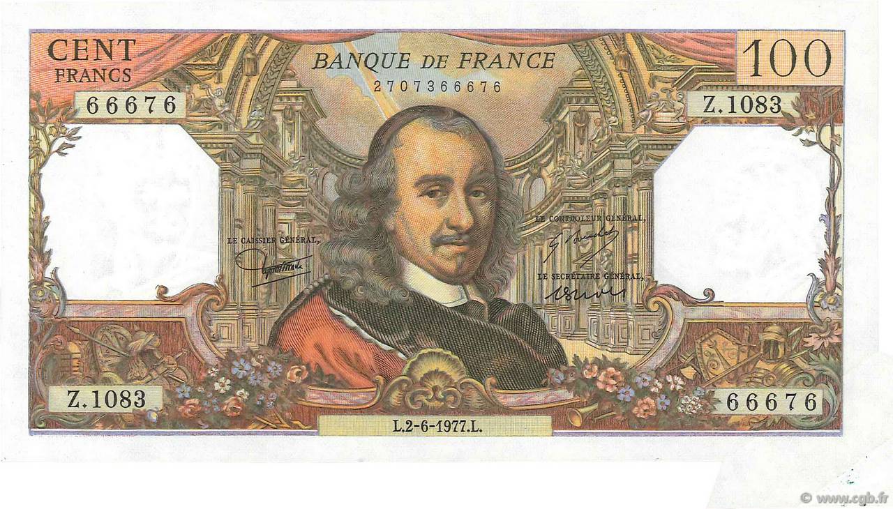 100 Francs CORNEILLE FRANCE  1977 F.65.58 NEUF