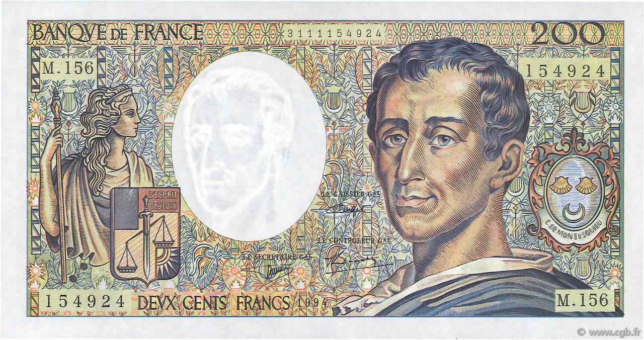 200 Francs MONTESQUIEU FRANCE  1982 F.70/2.01 NEUF