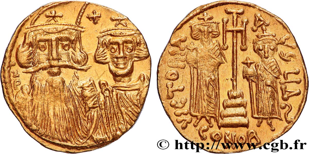 CONSTANS II, CONSTANTIN IV, HÉRACLIUS et TIBÈRE Solidus SUP