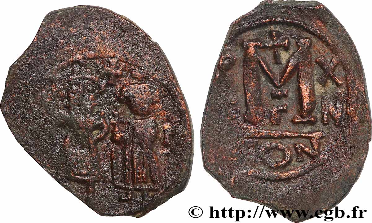 HÉRACLIUS et HÉRACLIUS CONSTANTIN Trois-quarts de follis TB+/TTB