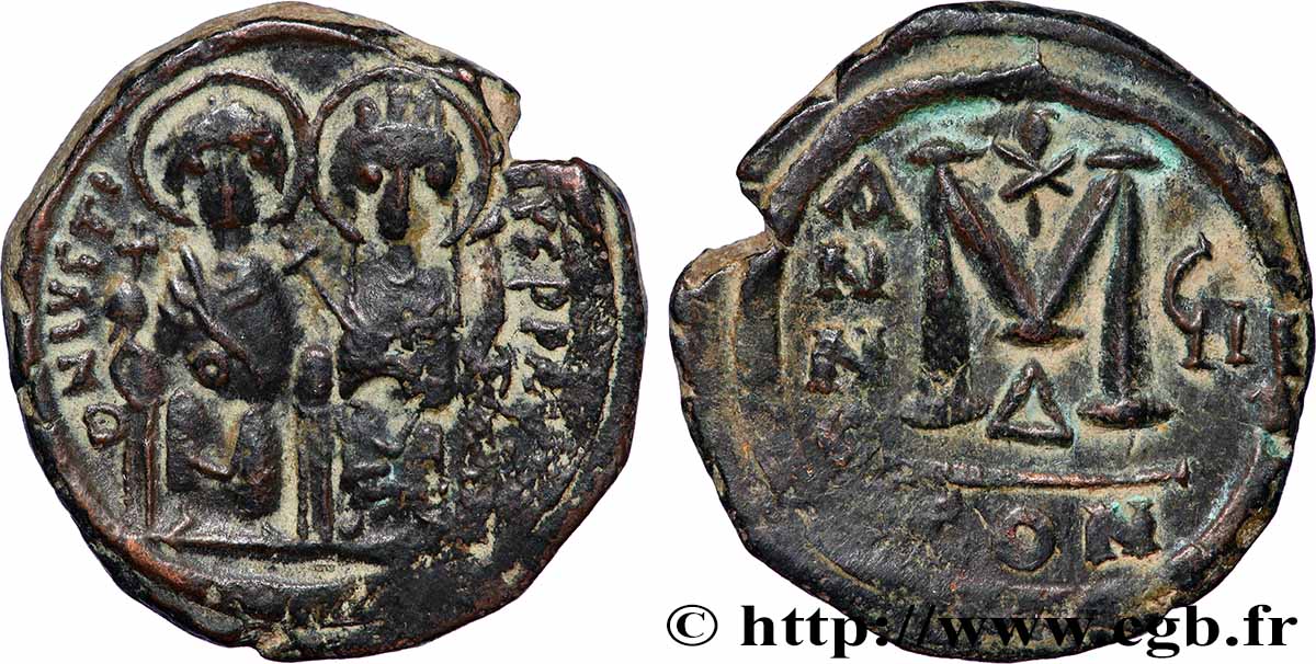 JUSTIN II et SOPHIE Follis TTB