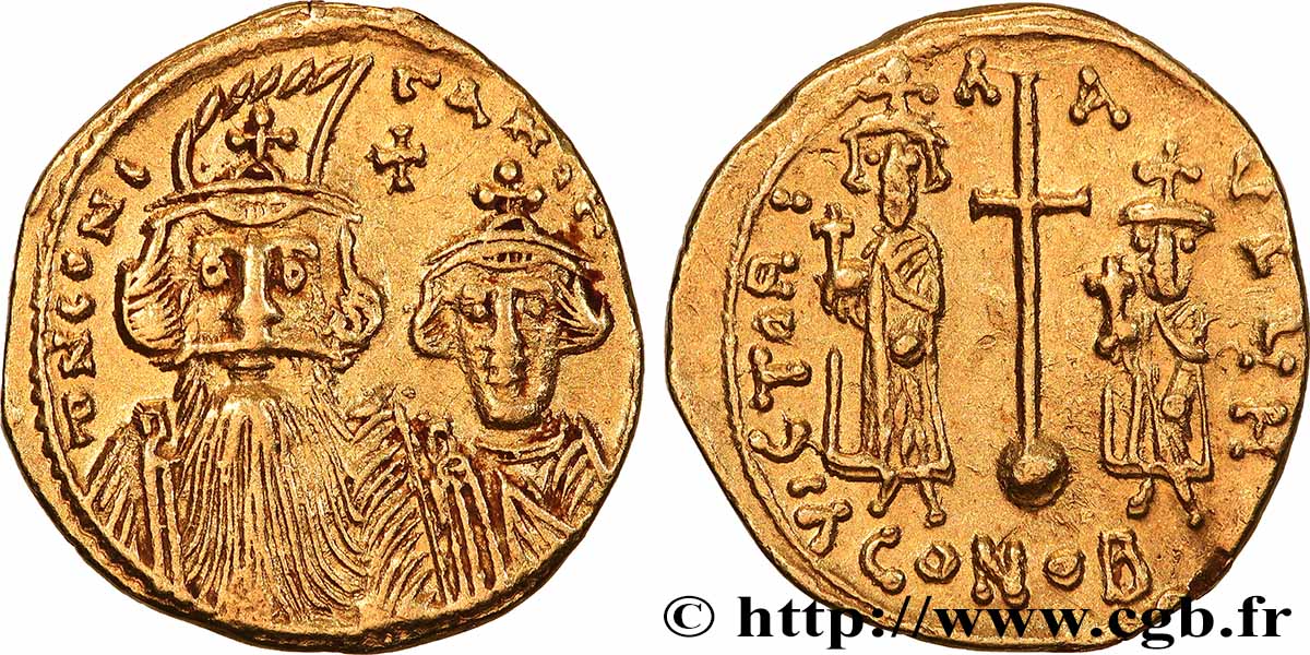 CONSTANS II, CONSTANTIN IV, HÉRACLIUS et TIBÈRE Solidus SUP