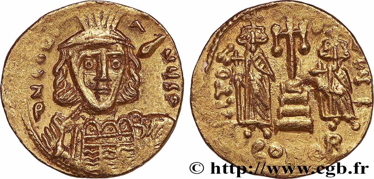 CONSTANTINE IV, HERACLIUS and TIBERIUS Solidus MS/AU