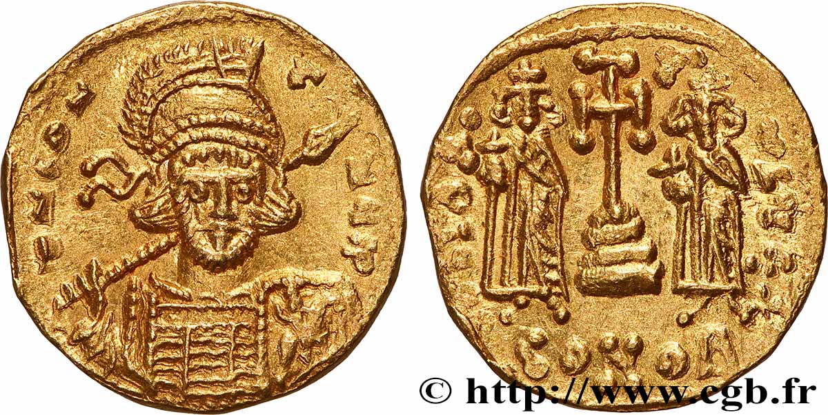 CONSTANTINE IV, HERACLIUS and TIBERIUS Solidus MS/AU
