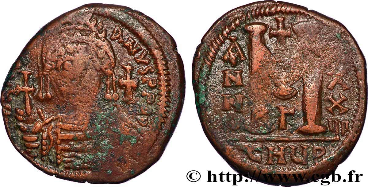 JUSTINIAN I Follis VF/VF
