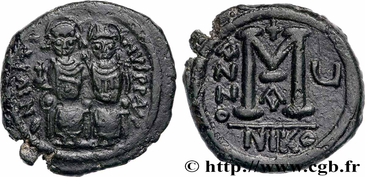 JUSTIN II and SOPHIA Follis XF