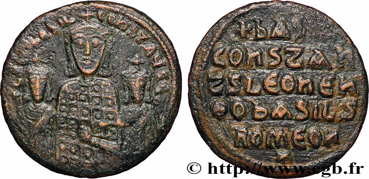 BASIL I, CONSTANTINE and LEO VI Follis VF/XF