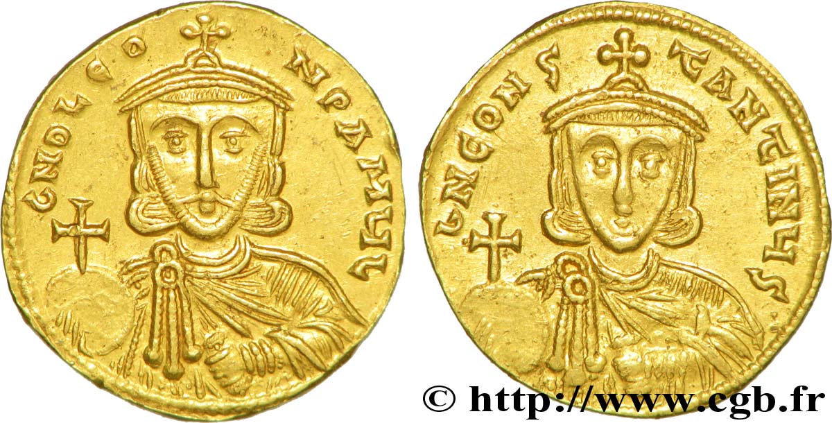 LEO III and CONSTANTINE V Solidus MS