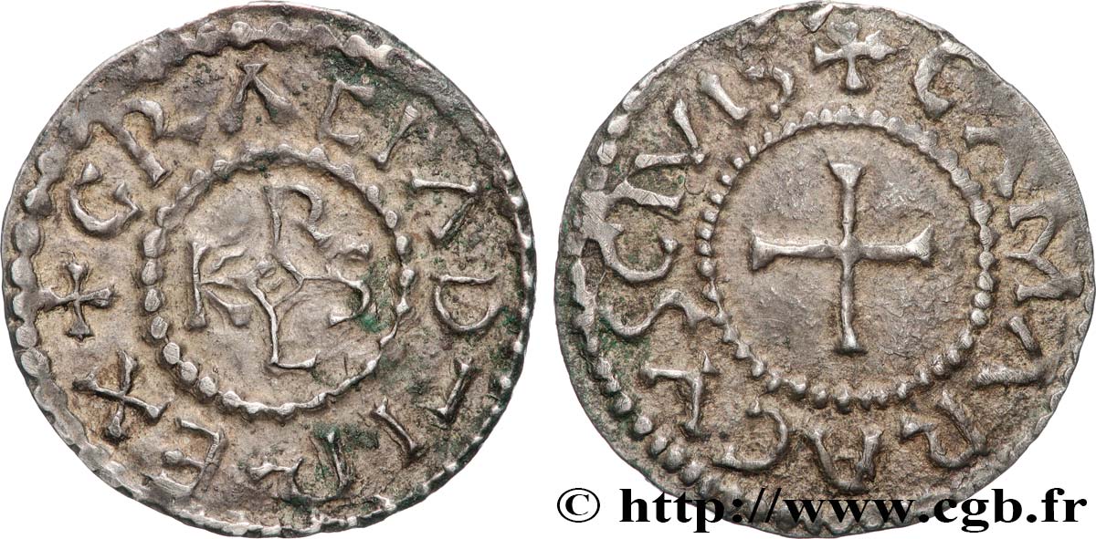 CHARLES THE BALD Denier XF