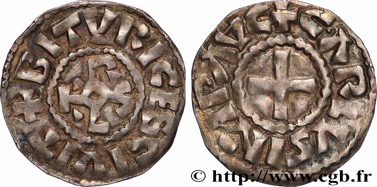 CHARLES III LE SIMPLE Denier TTB