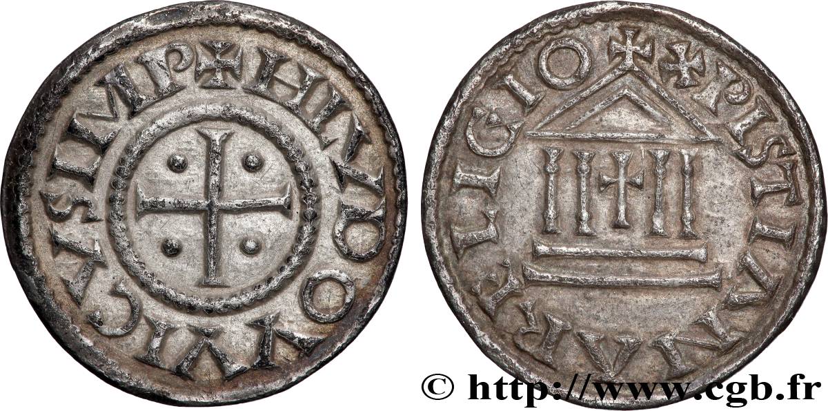 LOUIS Ier LE PIEUX OU LE DÉBONNAIRE Denier à la légende chrétienne TTB+