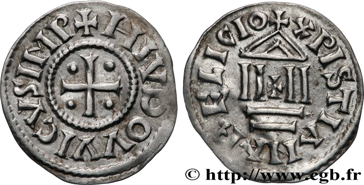 LOUIS Ier LE PIEUX OU LE DÉBONNAIRE Denier à la légende chrétienne TTB+