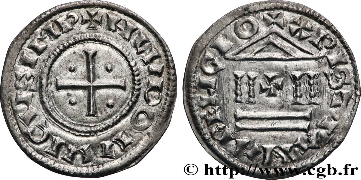 LOUIS Ier LE PIEUX OU LE DÉBONNAIRE Denier à la légende chrétienne SUP