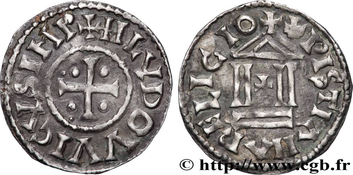 LOUIS THE PIOUS Denier à la légende chrétienne XF
