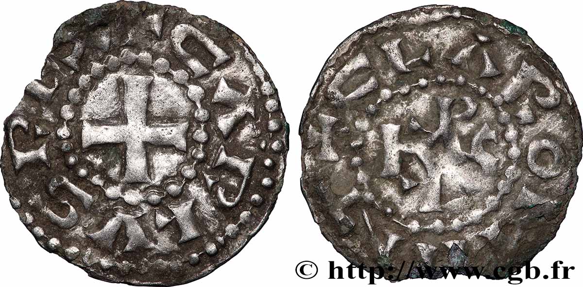 CHARLES THE BALD Denier VF