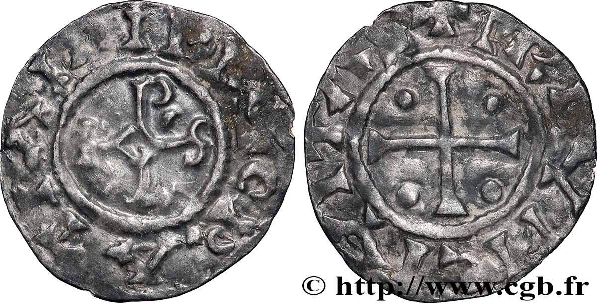CHARLES THE BALD Denier XF/AU