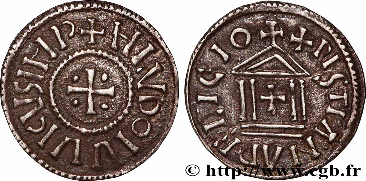 LOUIS THE PIOUS Denier à la légende chrétienne AU