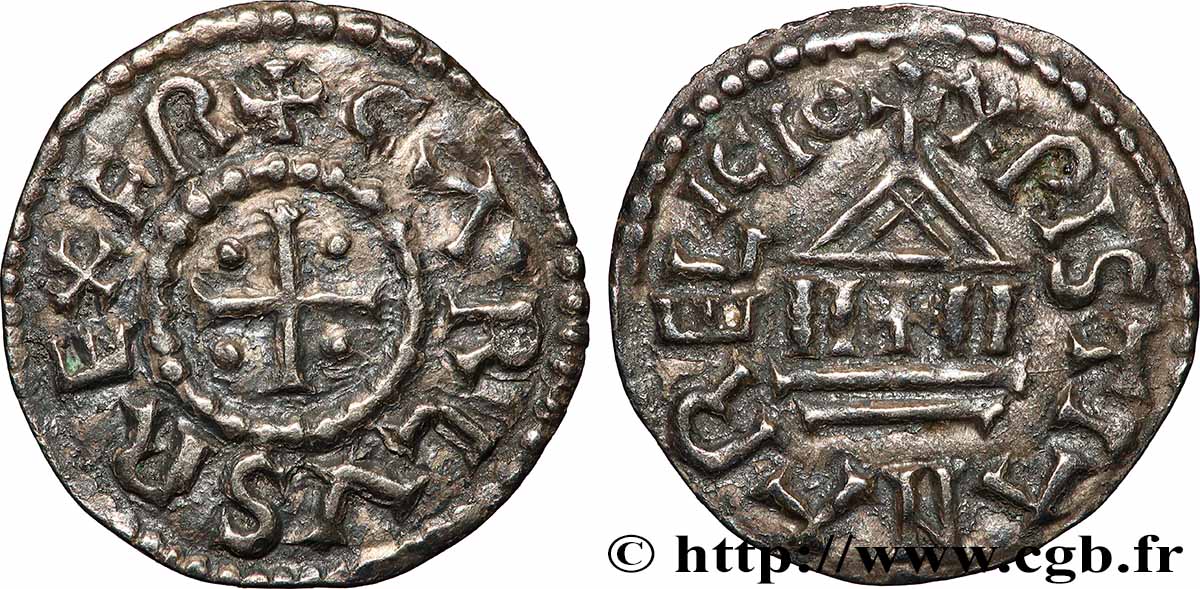 CHARLES II LE CHAUVE Denier TTB+