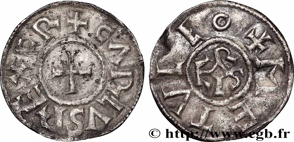 CHARLES II LE CHAUVE / THE BALD Denier XF