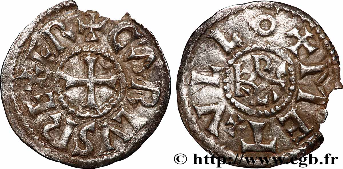 CHARLES THE BALD Denier XF