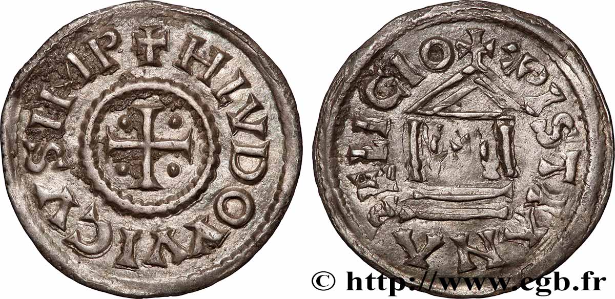 LOUIS THE PIOUS Denier à la légende chrétienne AU/XF