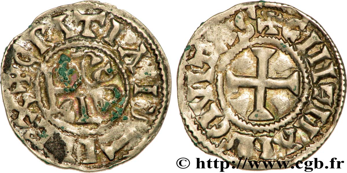 CHARLES THE BALD AND COINAGE AT HIS NAME Denier XF
