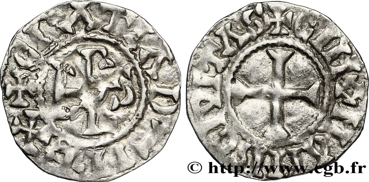 CHARLES THE BALD AND COINAGE IN HIS NAME Denier XF