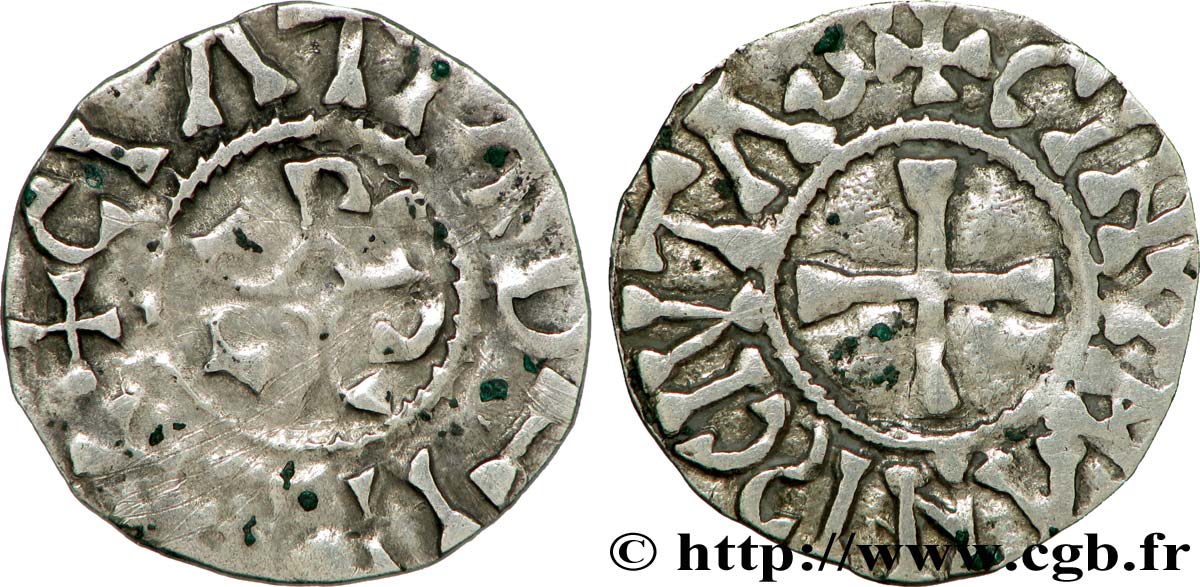 CHARLES THE BALD AND COINAGE AT HIS NAME Denier anonyme VF