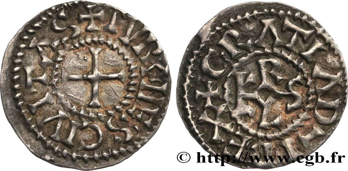 CHARLES THE BALD AND COINAGE IN HIS NAME Denier XF/AU