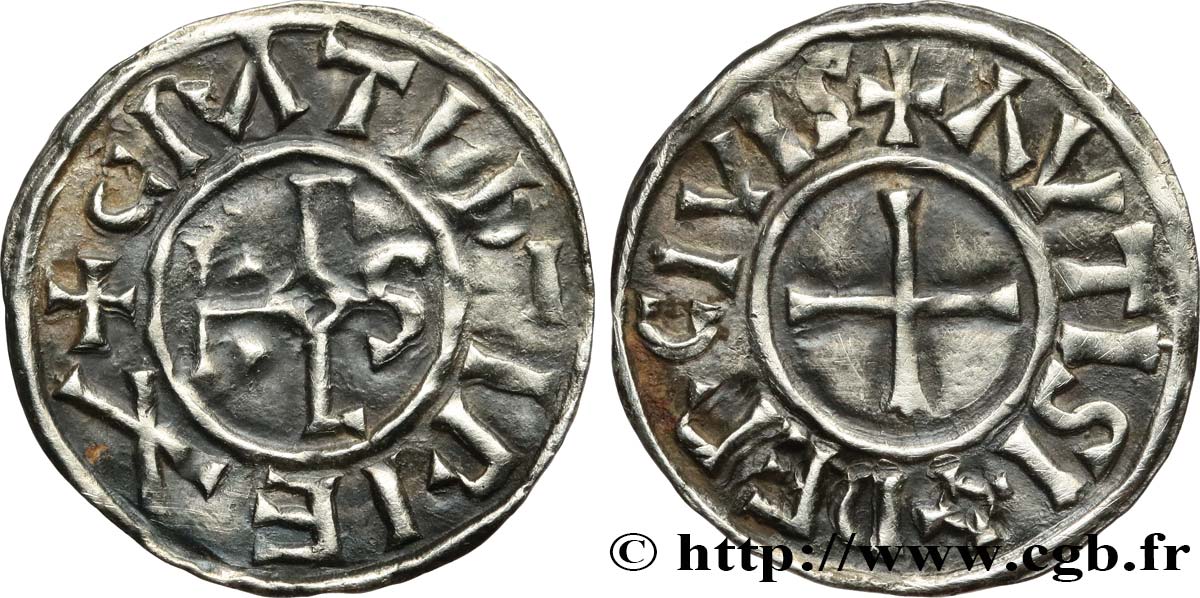 CHARLES THE BALD AND COINAGE AT HIS NAME Denier AU