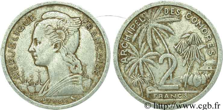 COMORES - Archipel 2 Francs 1964 Paris TB 