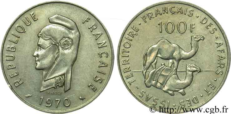 DJIBOUTI - Territoire français des AFARS et des ISSAS 100 Francs 1970 PARIS TTB+ 