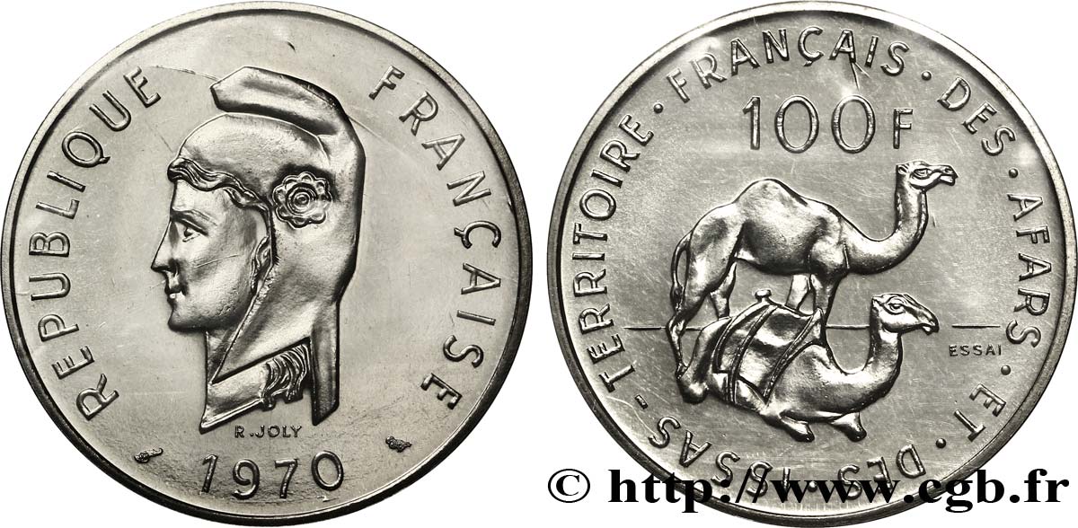 DJIBUTI - French Territory of the Afars and Issas  Essai de 100 Francs 1970 Paris MS70 