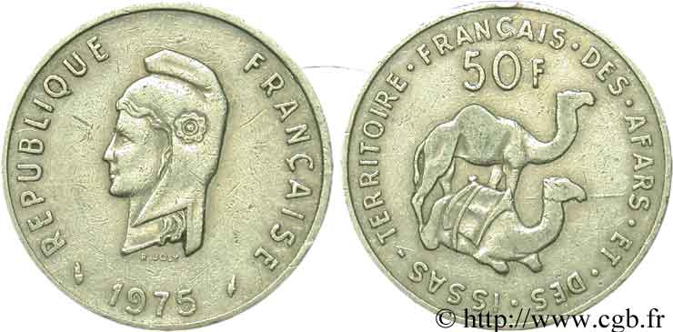 DJIBOUTI - Territoire français des AFARS et des ISSAS 50 Francs 1975 PARIS TB+ 