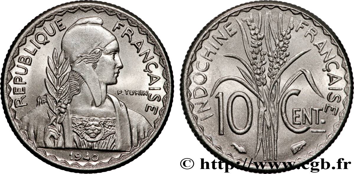 FRENCH INDOCHINA 10 Centièmes 1940 Paris MS
