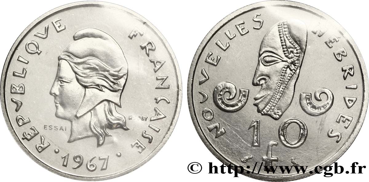 NUEVAS HÉBRIDAS (VANUATU desde 1980) Essai de 10 Francs 1967 Paris FDC 